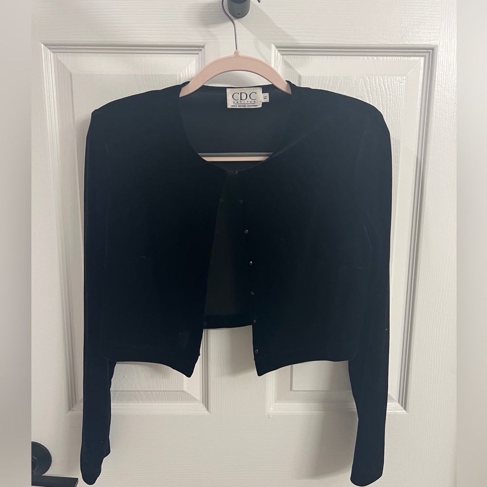 Carmen Desiree Company (CDC) Black Velvet Cropped Jacket – Size 6